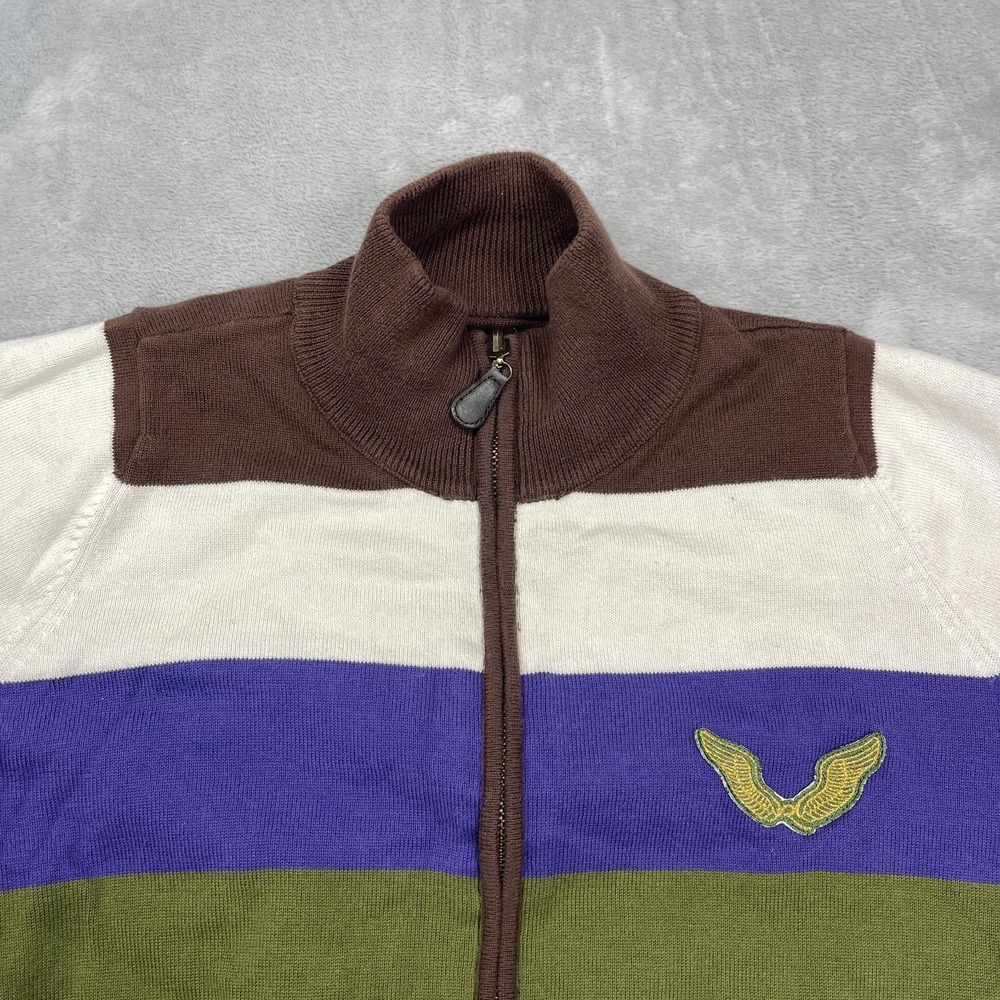 Rocawear Knitted Jacket Mens Large Multicolor Striped Embroidered Wing Emblem - Picture 4 of 6
